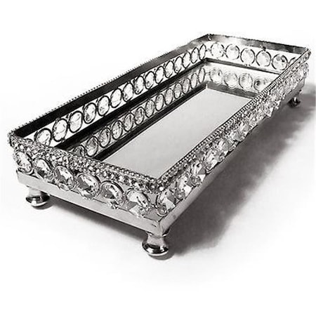 Elegance Sparkle Vanity Mirror Tray With Beaded Crystals; 10.87 X 4.25 In.